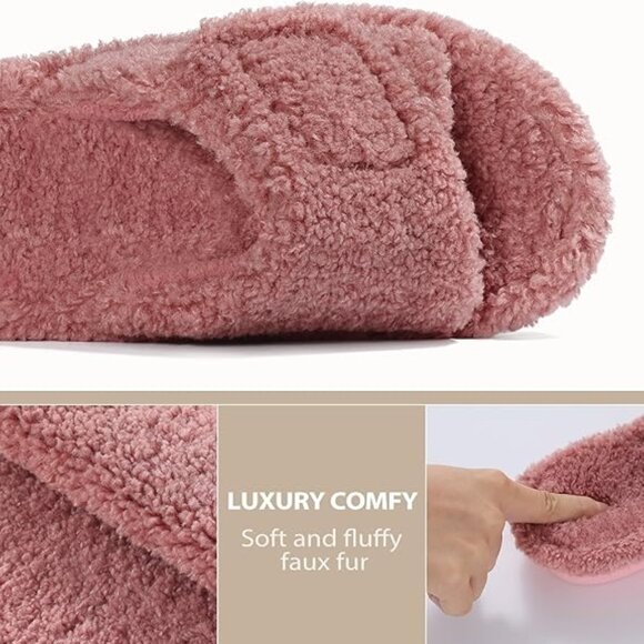 Fuzzy Orthopedic Arch Support Slippers Comfy Plush House Shoes Pink Size 6.5-7 - Picture 4 of 6